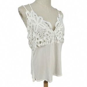 Elegant White Lace Trim Pajama Top